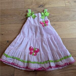 Pink Seersucker Gingham Dress